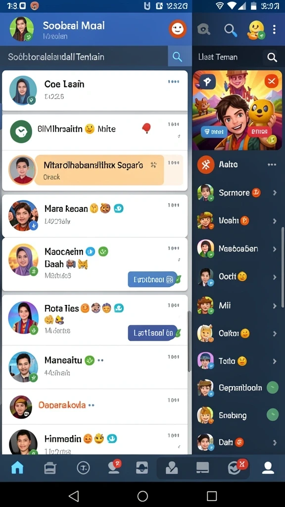 Fitur komunitas yang memungkinkan interaksi pemain.
