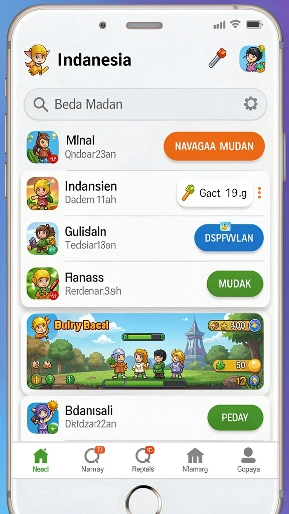 Tampilan karakter yang menarik dan penuh warna.