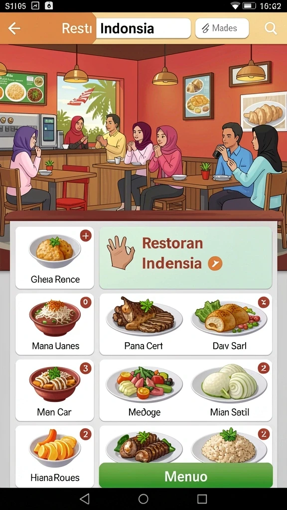 Pemandangan latar belakang yang menakjubkan dalam permainan.